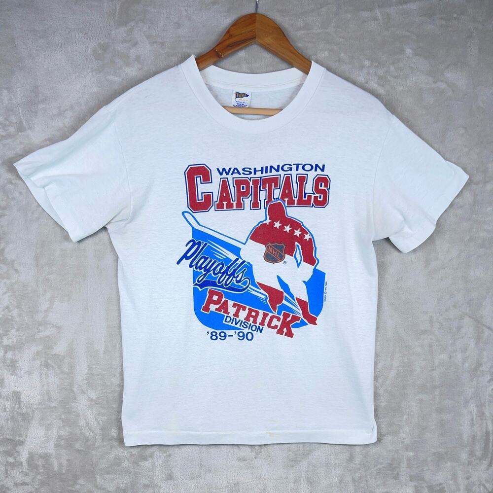 Vintage Washington Capitals 1989 Trench T Shirt Mens M NHL Playoffs Hockey